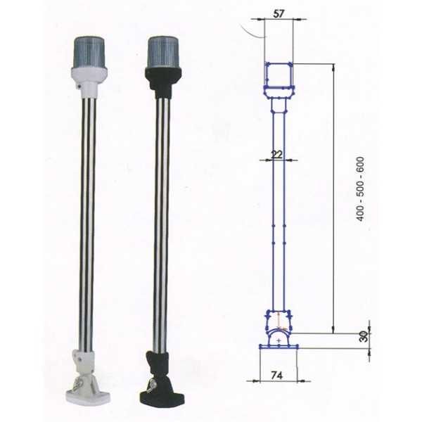 REMKEY Fenerli Bayrak Direği 50cm Katkanabilir Ayaklı